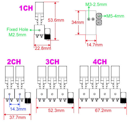 5MPa Mini Hydraulic 1/2/3/4/5/6/7 CH Valve High Pressure