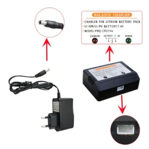 Battery Balance Charger 7.4V 2S Adapter Durable 2 in 1 3